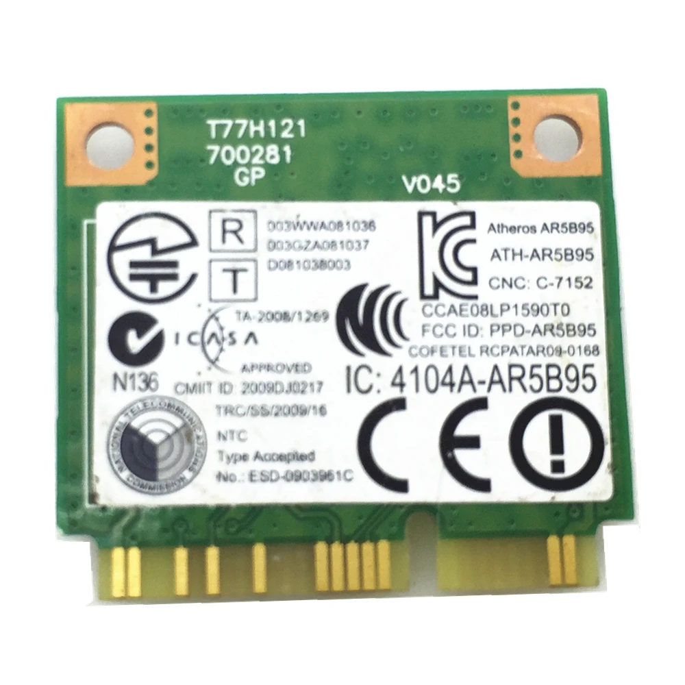 Беспроводная Wi Fi карта для N5040 DW1502 Atheros AR9285 AR5B95 Mini PCI e полуразмера|wifi access card|wifi card