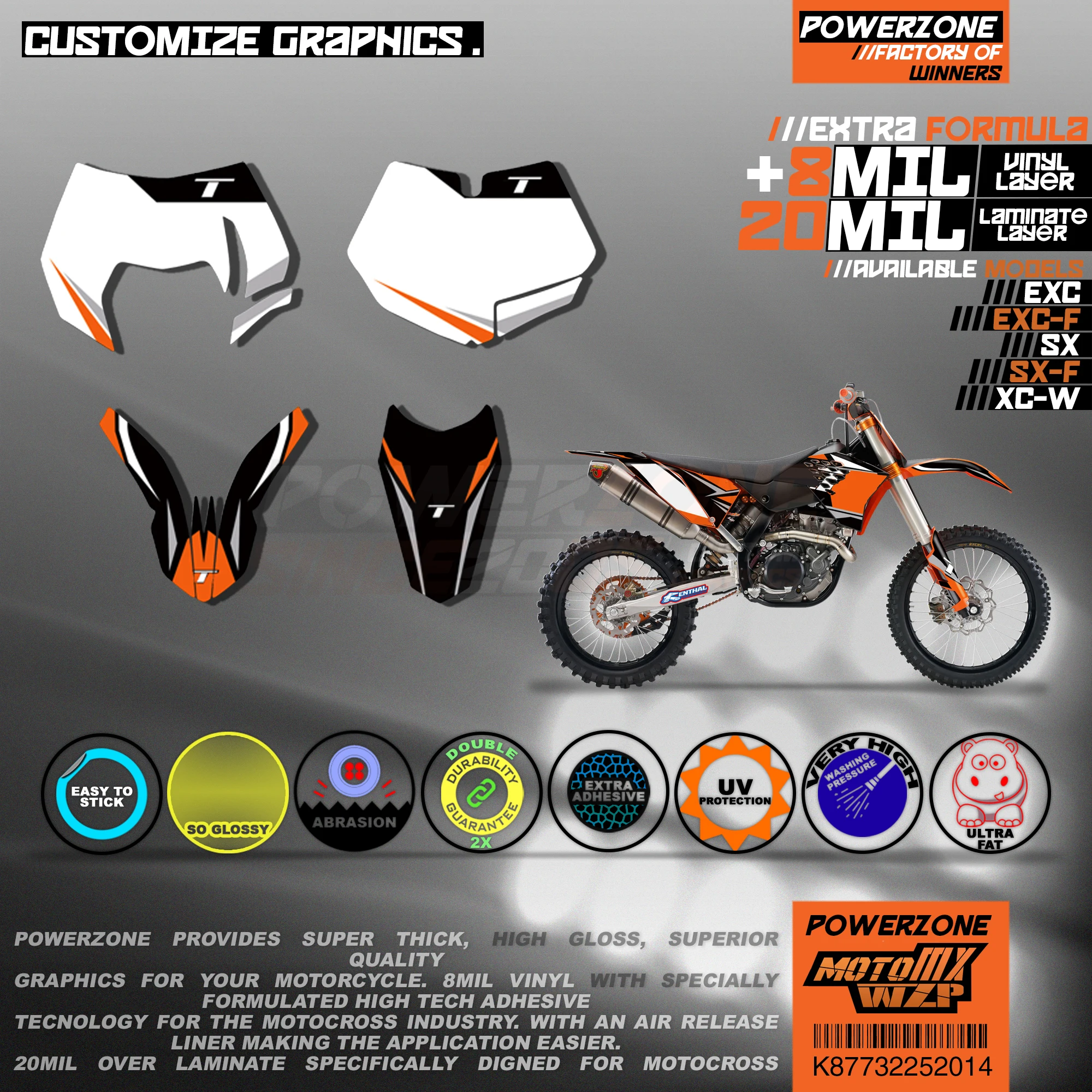 PowerZone пользовательские команды графики фоны наклейки 3m Набор для KTM SXF MX EXC XCW Enduro