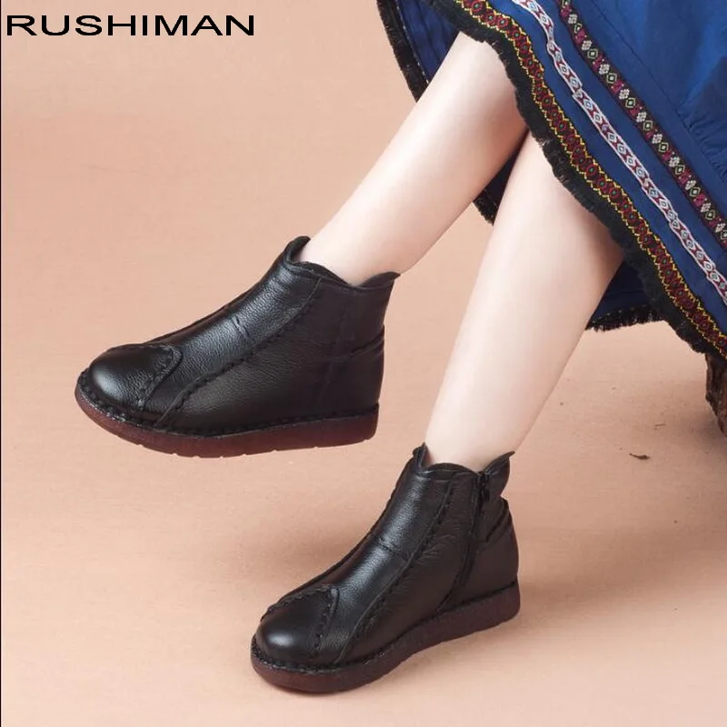2021 Модные женские ботильоны ручного изготовления RUSHIMAN из натуральной кожи