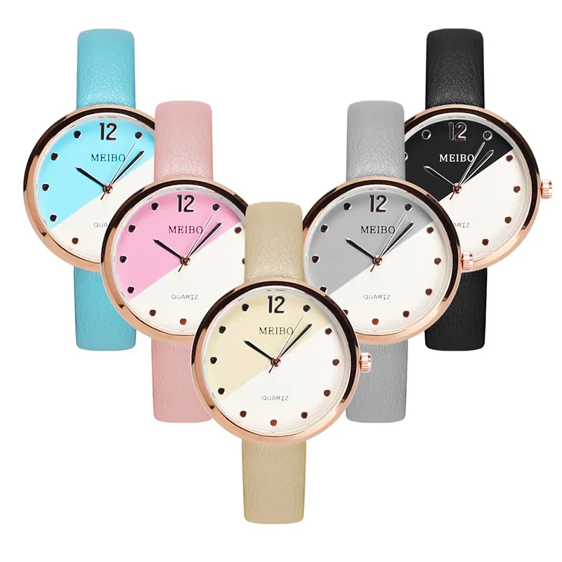 AICSRAD модные креативные двухцветные часы Relojes Mujer женские кожаные роскошные