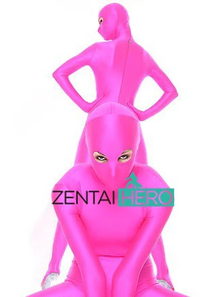 

Fashion Sexy Hot Pink Color Full Body Lycra Spandex Fuchsia Sexy Zentai Bodysuit with Open Eyes MT193