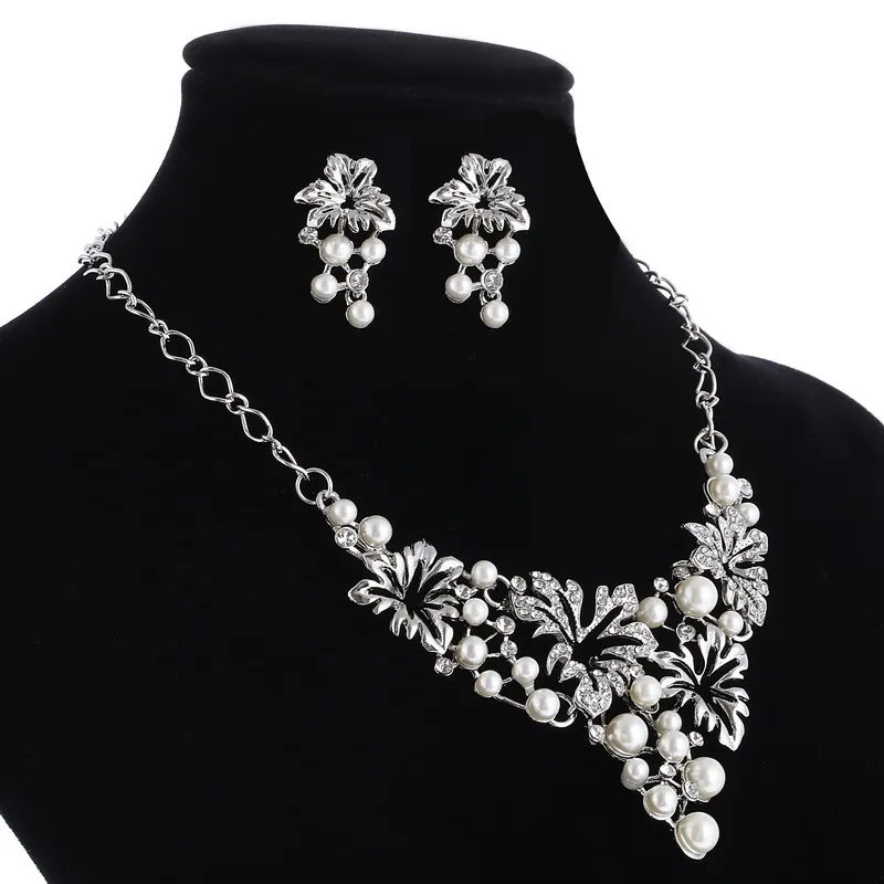 Hesiod Fashion Charm Wedding Imitation Pearl Jewelry Sets Crystal Choker Necklace Earrings Set for Women | Украшения и аксессуары