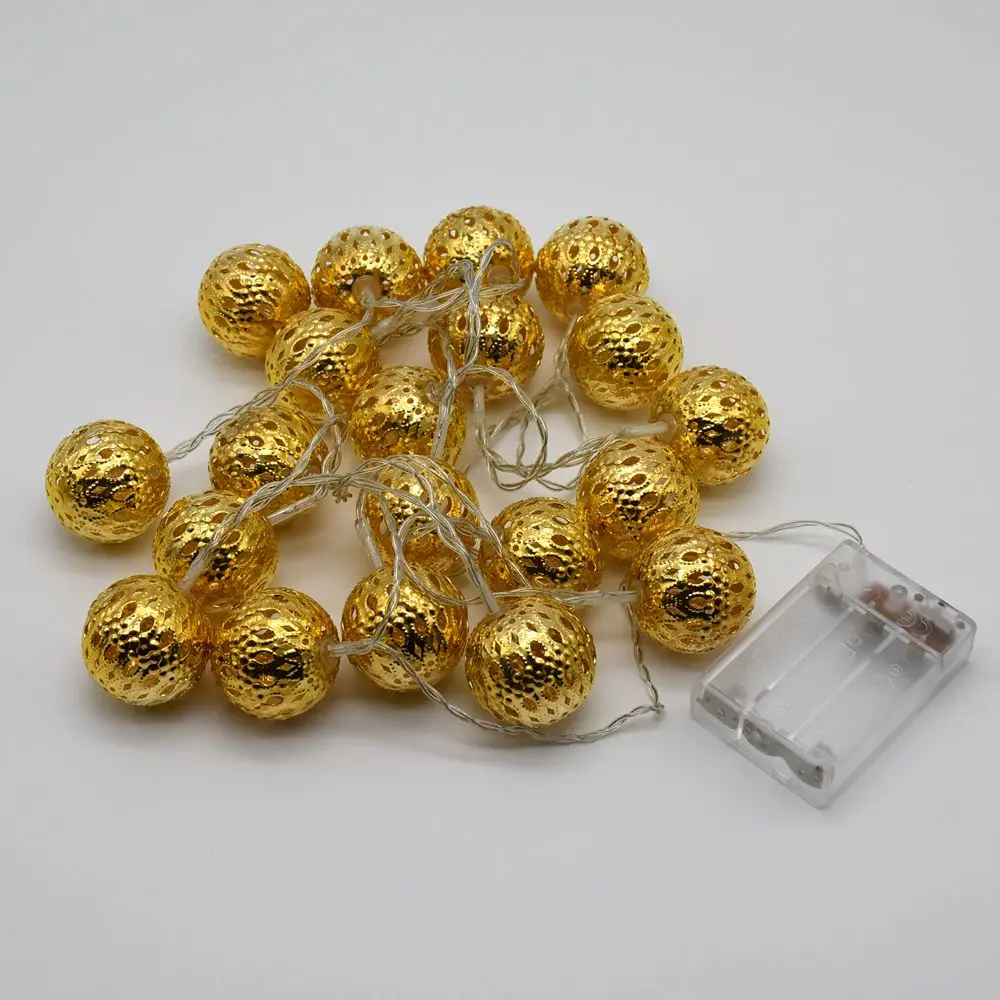 Gold Moroccan String Lights Battery Operated 20 40 LED Warm White Fairy Light for Indoor Bedroom Curtain Patio Lawn Landscape | Лампы и