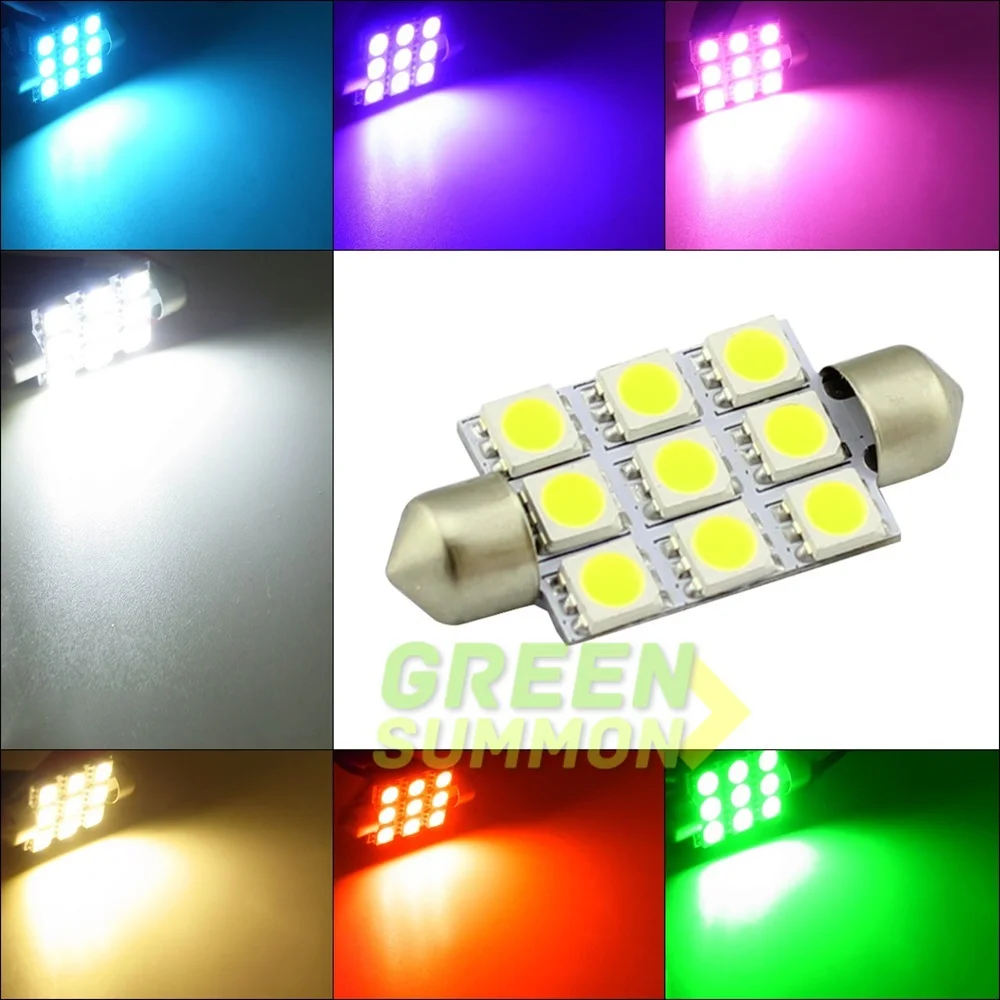 

1 шт., автомобильные лампы 41 мм, 9 SMD 5050