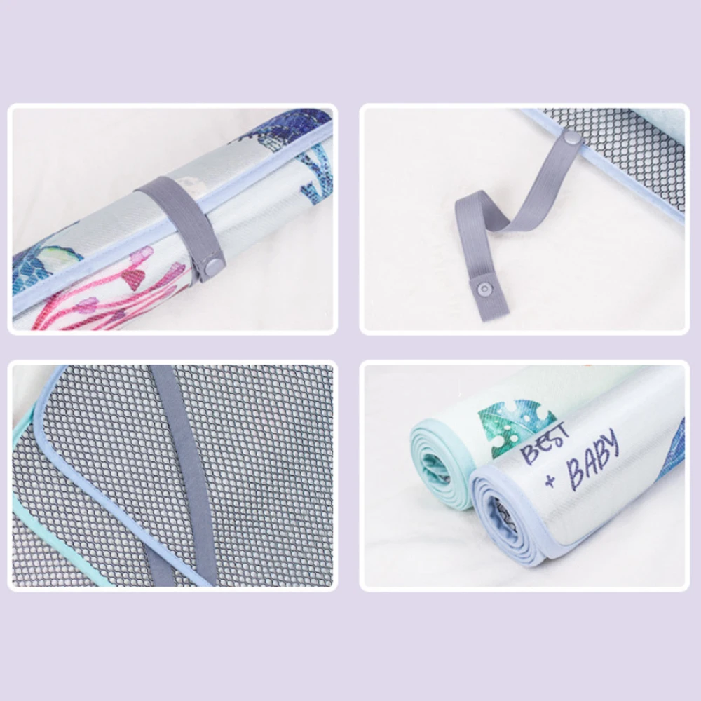 

Newborn Waterproof Diaper Pad Summer Washable Ice Silk Large Baby Mattress Breathable Cartoon Print Pad Mat Set with Pillow