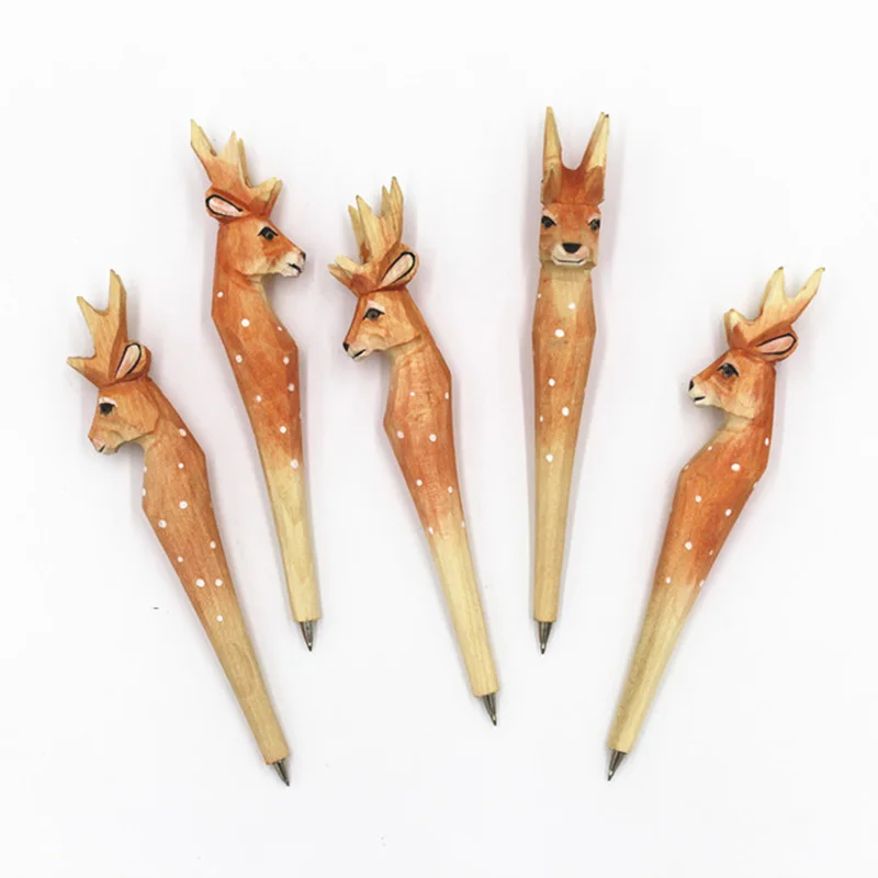 Творческая шариковая ручка Coloffice ручной работы с резьбой по дереву лес животное