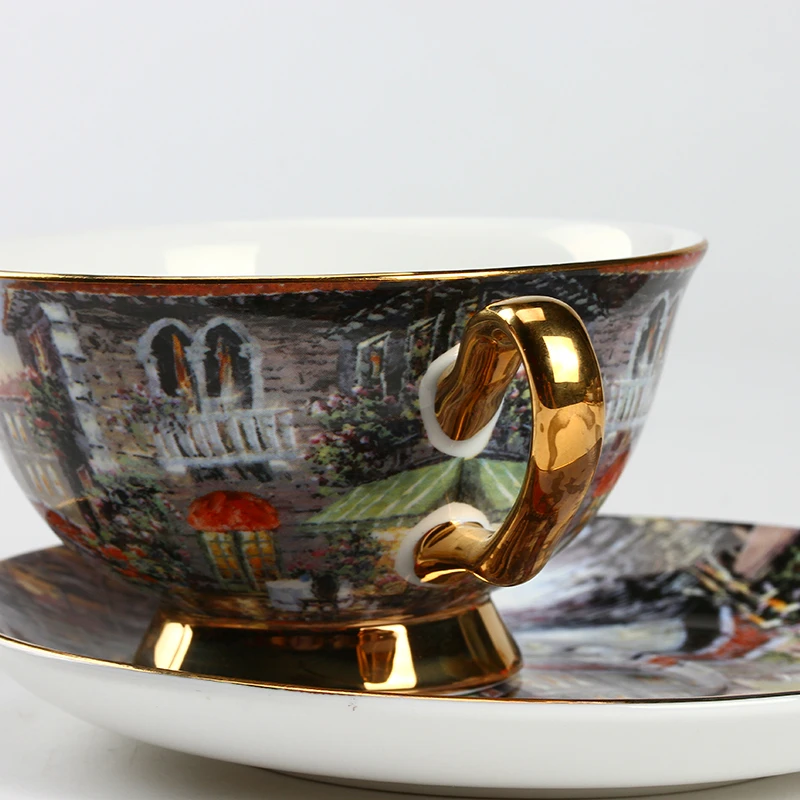 Кофейная чашка в стиле Courtly фарфоровое блюдо из костяного фарфора красивая