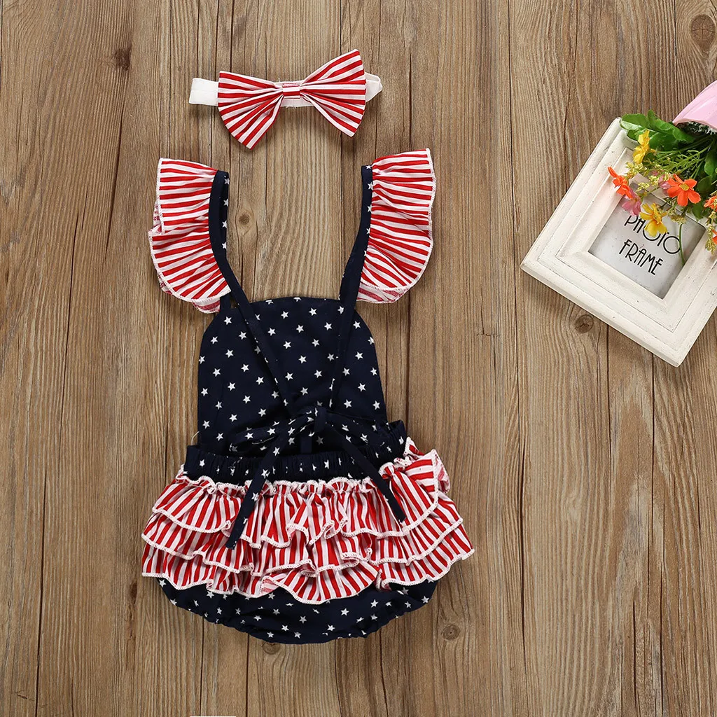 SAGACE/Одежда для маленьких девочек Комбинезон с принтом со звездами боди + повязка