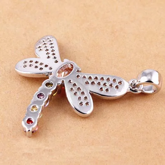 Colorful mosaic zircon necklace dragonfly pendants | Pendants