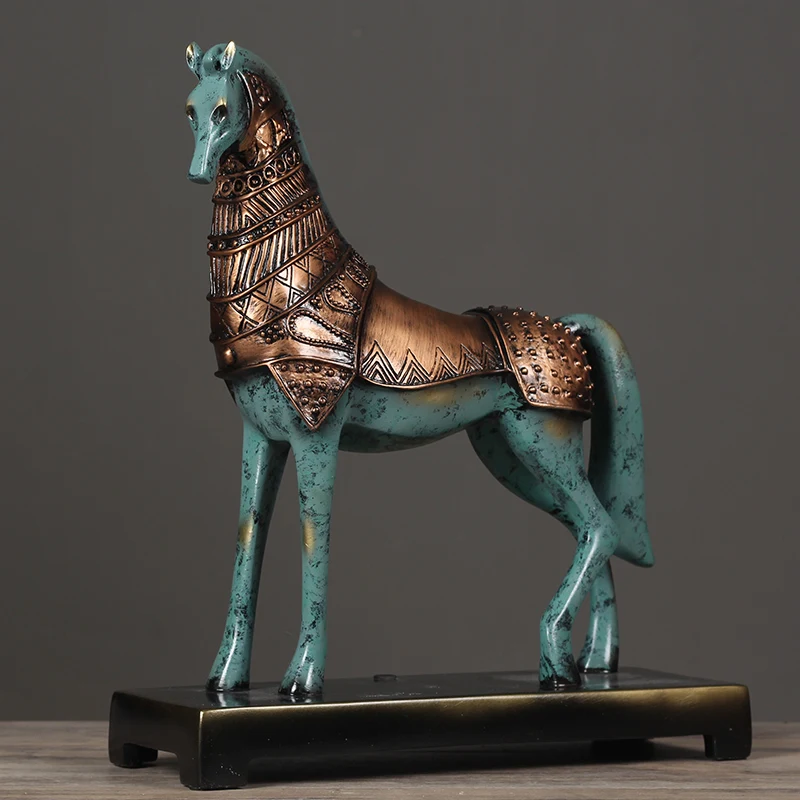 

Декоративные статуи военного фигурки лошадей, украшение для офисного стола из смолы, скульптура в виде головы лошади, гостиной, виллы, ремес...