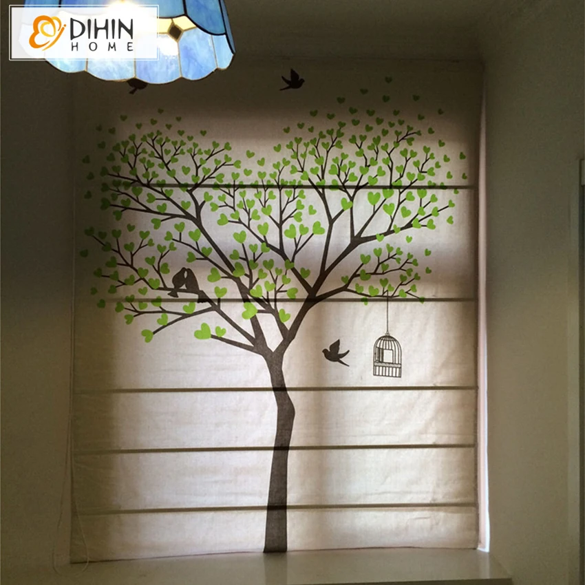 Free Shipping Pastoral Tree Printed Curtain Window Treatment Roman Blinds Customized Size Roller Blind | Дом и сад
