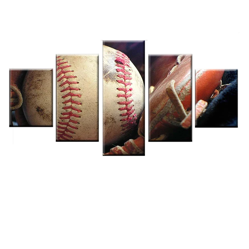 

HD Print 5 Piece Baseball Painting Picture Poster Modern Art Deco Living Room Modular Canvas Frame Home Wall Art