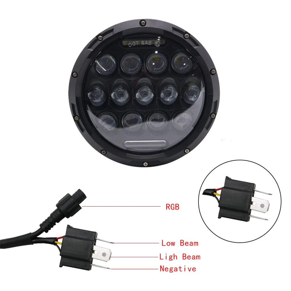 Горячие Продажа Новые 7 дюймов светодиодные фары для джипа Wrangler 5D цветная (RGB)