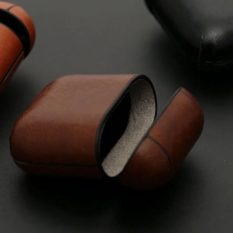 Чехол для наушников Apple Airpods ремешок из натуральной кожи с кнопками чехол
