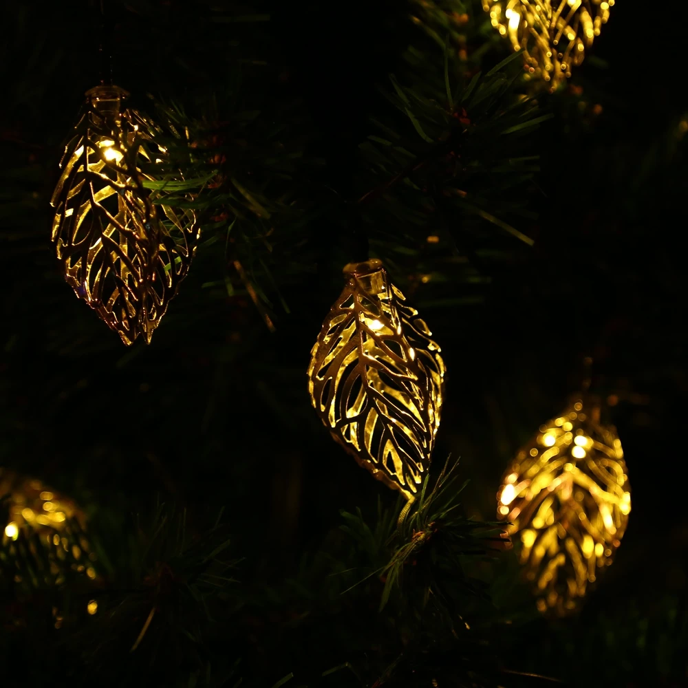 20 светодиодный солнечный свет Железный лист дерева строка светильник для