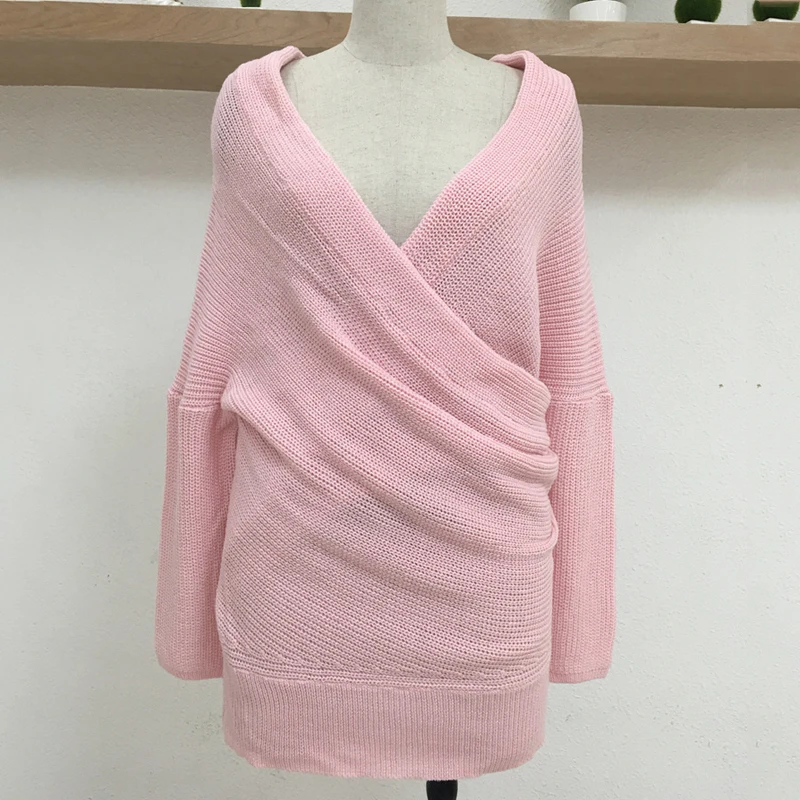 Женский сексуальный свитер с v-образным вырезом и открытыми плечами Осенний