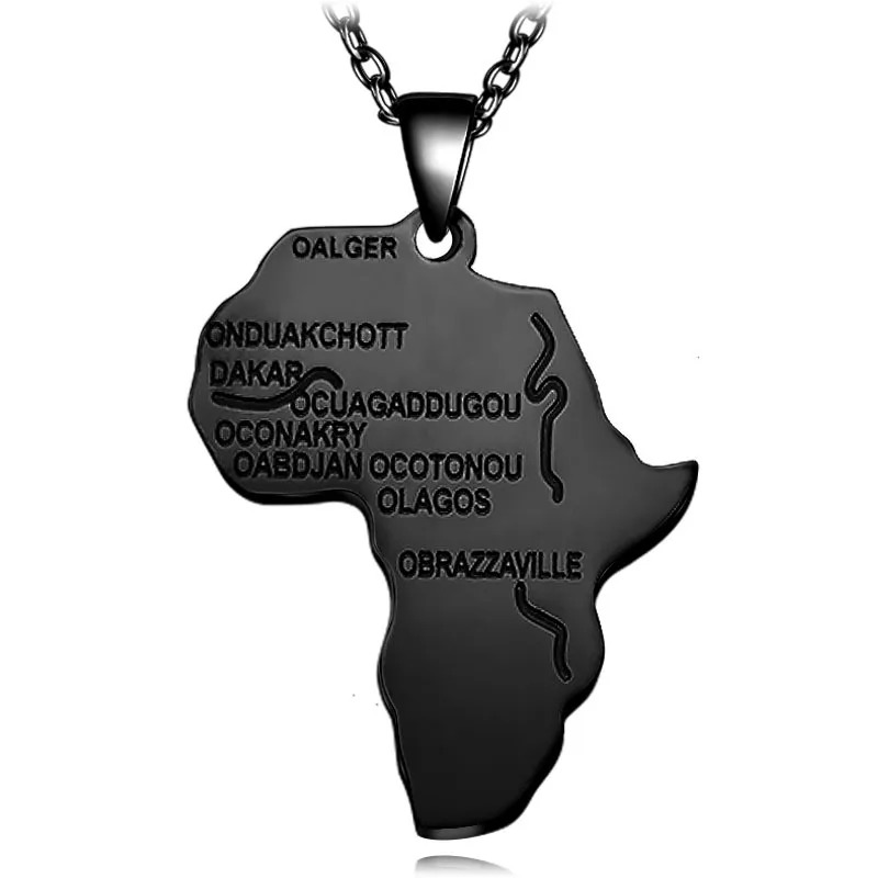 Africa Map ожерелье хип-хоп длинная цепочка Ожерелье Женщины Мужчины Мальчики