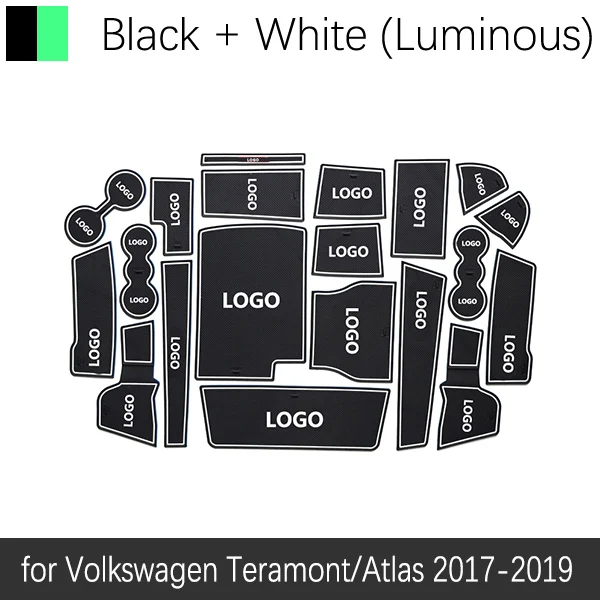 Противоскользящие резиновые ворота слот чашки коврик для VW T-ROC Tiguan Touran Sharan Teramont Altas Volkswagen аксессуары наклейки - Название цвета: White Teramont Atlas