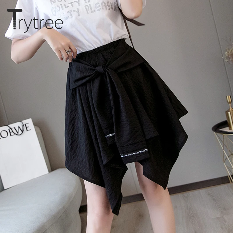 Trytree Летняя Повседневная игривая эластичная талия выше колена Женская юбка