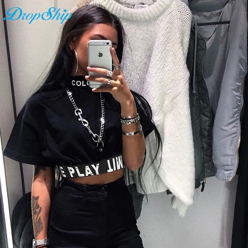 Casual Kawaii Graphic Tee Cropped T Shirt Women Fashion Short Sleeve Streetwear Pullover Tshirt 2018 Cotton O Neck Summer Top | Женская