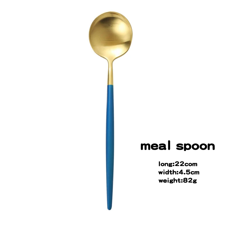 blue and gold spoon Столового серебра западные столовые приборы, 18/10 Нержавеющая сталь вилка Посуда, Ножи вилка ложка, чайная ложка, столовые приборы, можно мыть в посудомоечной машине - Цвет: blue and gold spoon