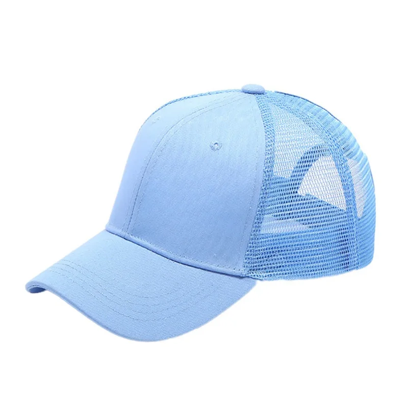 light blue Летняя хлопковая шляпа от солнца бейсболка теннисная Кепка Zama tail Регулируемая сетчатая Кепка Козырек - Цвет: light blue