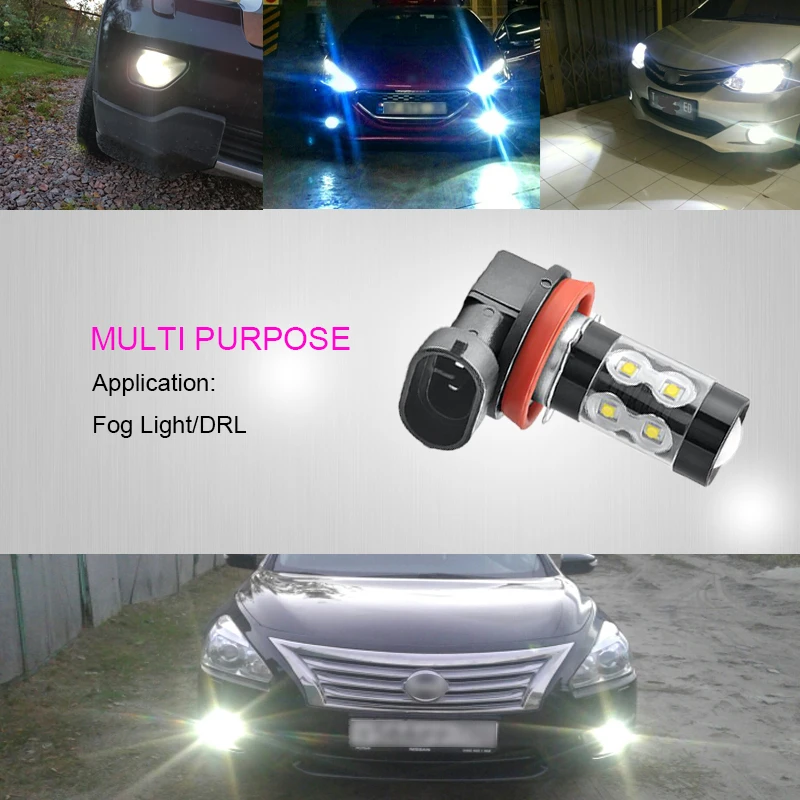 2 шт. H7 H8 H11 Led HB4 9006 HB3 9005 противотумансветильник фары s Canbus лампа 3600LM 6000K белый