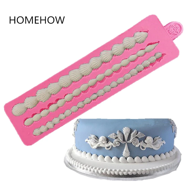 Декоративная силиконовая форма для торта 3 решетки края Длинные веревки ракушки
