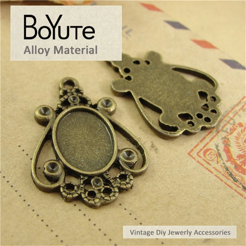 BoYuTe (50 Pieces/Lot) 14*10MM Setting Cabochon Cameo Pendants Charms Bezel Blank Base Settings Tray Diy Jewelry Components | Украшения и
