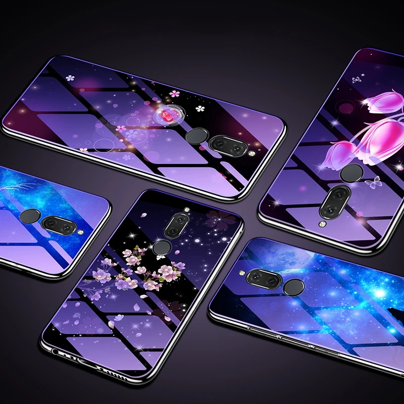 Чехол для телефона Huawei Mate 10 Lite P20 с синим светом защитный чехол цветком из