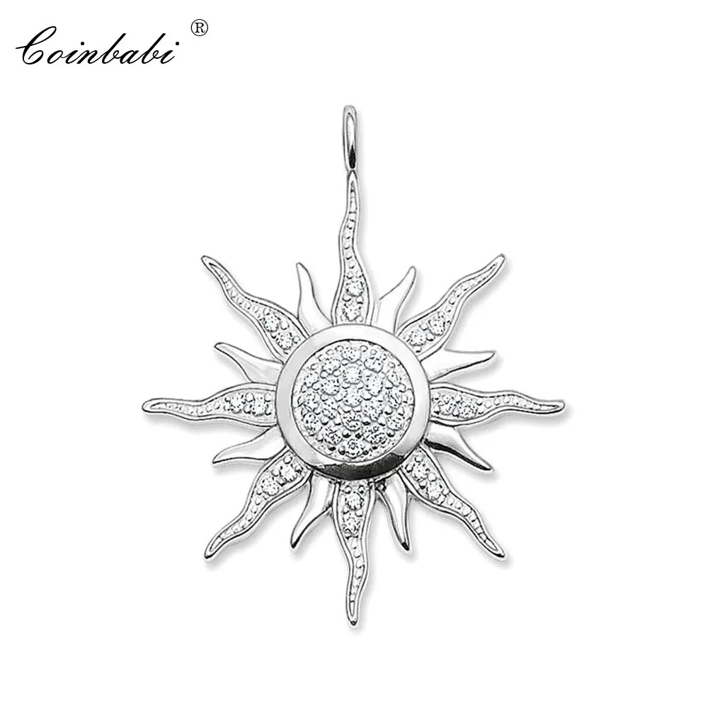 

Pendant Sun 925 Sterling Silver White Zirconia For Women And Men Trendy Gift Europe Key Chains Jewelry Pendant Fit Necklace