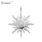 Кулон солнце из стерлингового серебра 925 пробы с белым цирконием для женщин и мужчин модный подарок Европа брелки ювелирные изделия кулон подходит для ожерелья