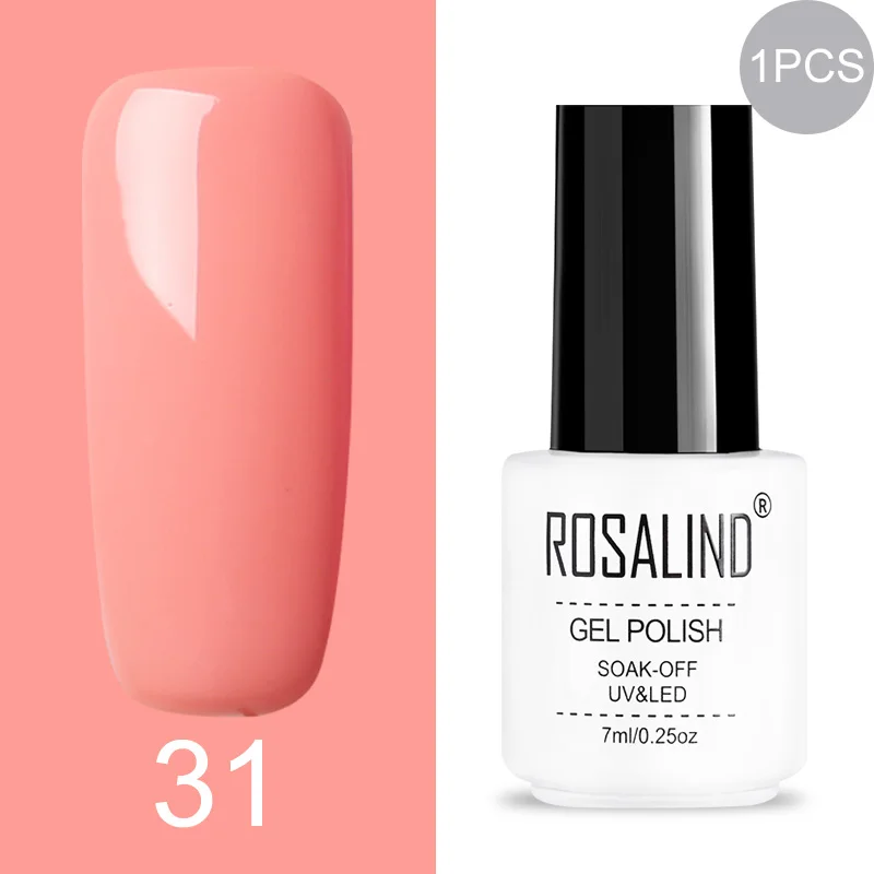 31 ROSALIND Gel Varnish Set For Manicure Hybrid Nail Art Top Coat Primer - Цвет: 31