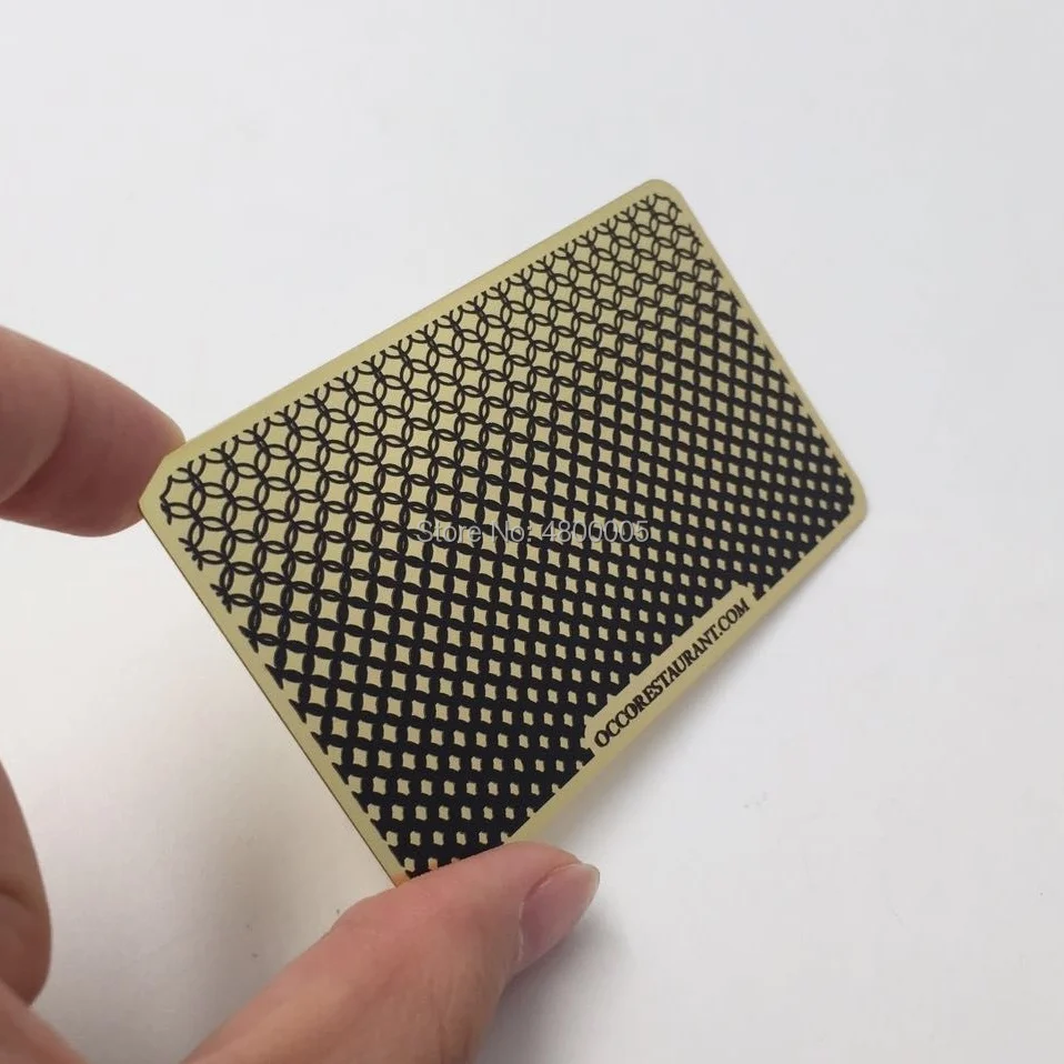 Персонализированные золотые тисненые двухсторонние металлические визитные