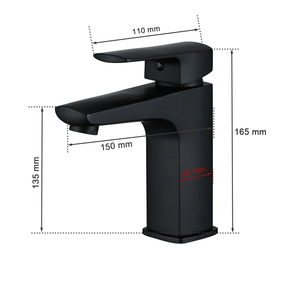 

Stainless Steel Bathroom Basin Mixer Faucet Black Single Hole Deck Mounted Sink Water Taps Washbasin Faucet