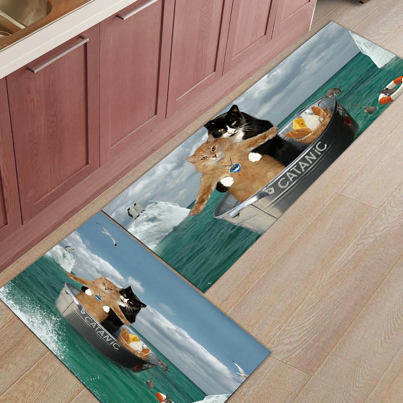 2 шт./компл. милый кот с принтом котенок крупным планом коврик вход передняя дверь