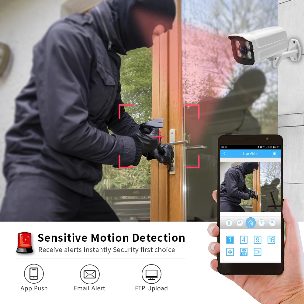 hamrolte ip camera hi3516ev300 5mp onvif waterproof outdoor camera audio record email alert remote access xmeye cloud h 265 free global shipping