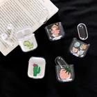 Прозрачные Жесткие ПК-Чехлы для AirPods 2 зарядная коробка милый мультяшный динозавр клубника кактус Кристальный чехол для Airpods чехол