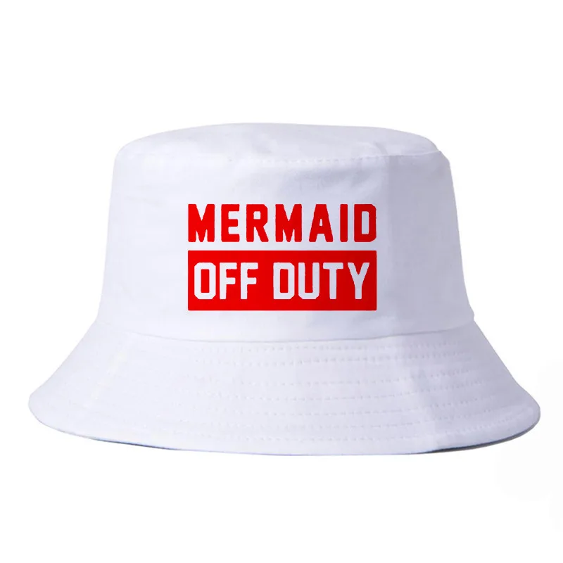 

mermaid off duty letter print bucket hat Summer female caps outdoor leisure fishing hat fashion harajuku pop fisherman hat
