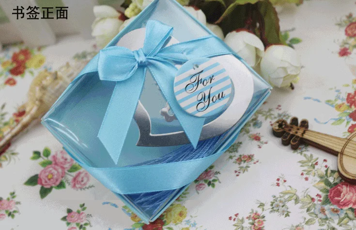 

50 pieces / party Wedding Gifts Gifts Rosette Cross Heart Bookmark with Blue Tassel Baby Shower Event Party Items