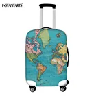 INSTANTARTS винтажные чемоданы на колесиках с картой мира дизайнерские защитные чехлы эластичные водонепроницаемые чемоданы на молнии 18-30 дюймов