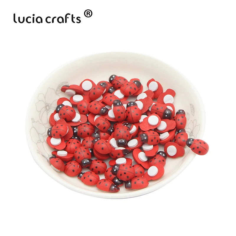 Lucia crafts 100 шт 9*13 мм деревянная Божья коровка губка самоклеящиеся наклейки для скрапбукинга украшения дома аксессуары E1311 - Цвет: C1 Red