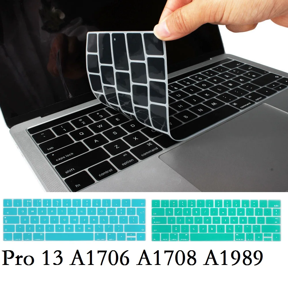 Силиконовый чехол для клавиатуры ЕС/США Macbook Pro 13 2018 2017 A1706 A1708 A1989 на английском