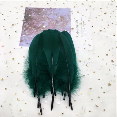 Dark green 50pcs Натуральные гусиные перья для рукоделия Плюм 5-7 дюймов/13-18 см ювелирные изделия Одежда Аксессуары свадебные украшения 50 шт - Цвет: Dark green 50pcs