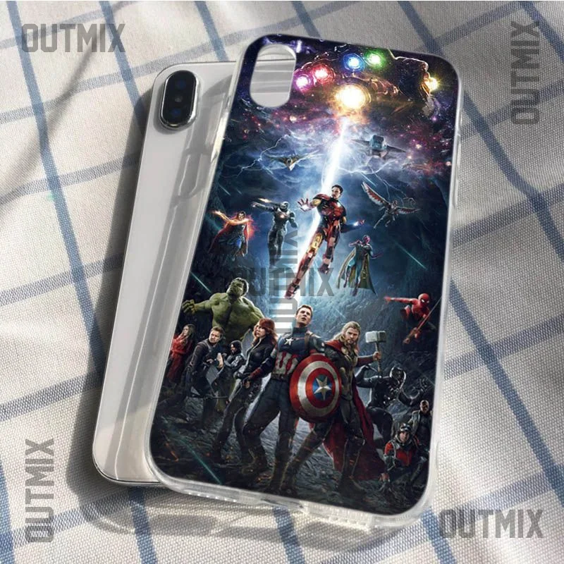 OUTMIX Marvel Heroes Funny Soft TPU Case For iPhone 6s 6plus 6 7plus 7 8 8plus 5 5S SE XR XS max phone case | Мобильные телефоны и
