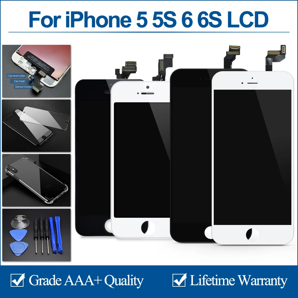 AAA + качество ЖК-дисплей для iPhone 5 Дисплей Сенсорный экран 5S Digitizer Замена 6 S сборки с