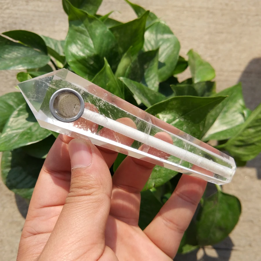 

Drop shipping wholesale Natural Quartz Clear crystal smoking pipe tobacco pipe point wand cigarette holder new design-03