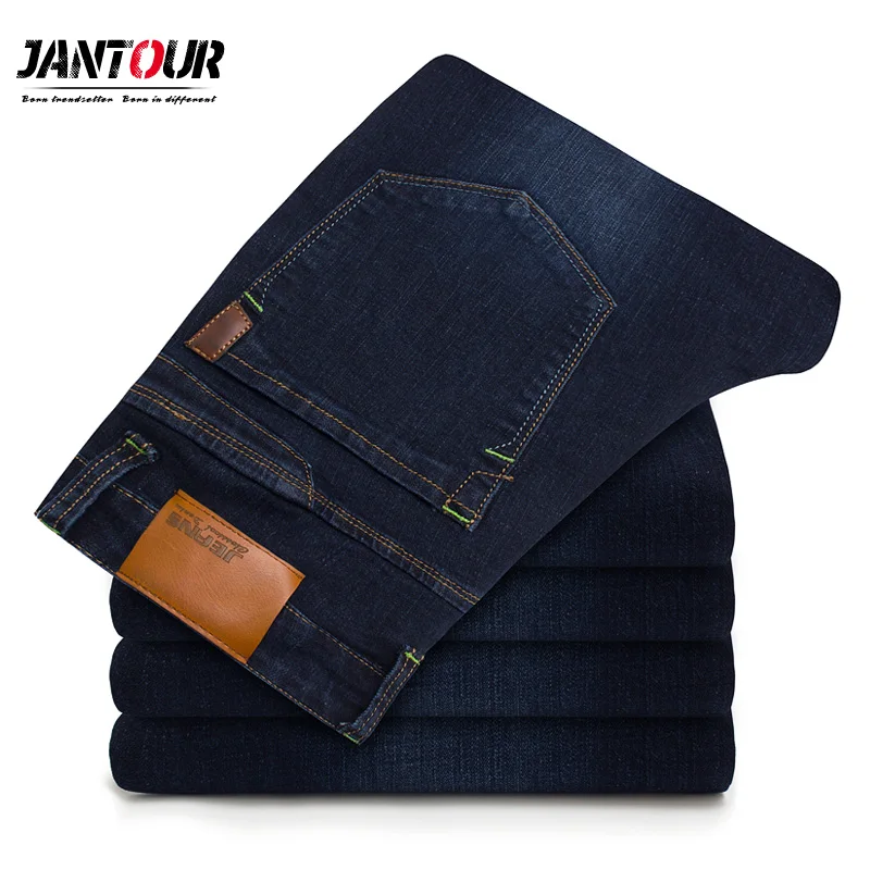 Мужские классические джинсы, брендовые, большие размеры, прямые, Homme Jean, тонкий, состаренный дизайн, байкерские штаны, подходят по дешевой цене, синие, обычные, Размеры 35, 40, 42