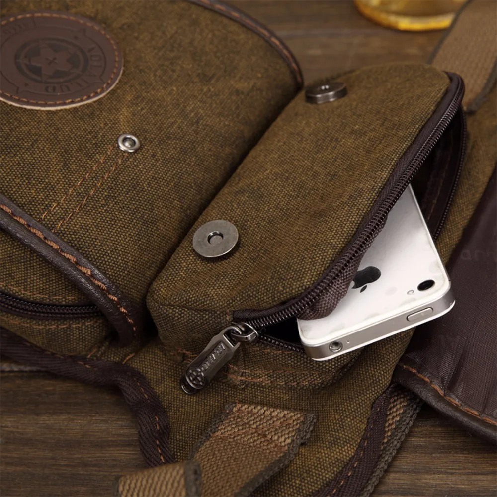 Сумка поясная Мужская холщовая в стиле милитари для езды на мотоцикле |