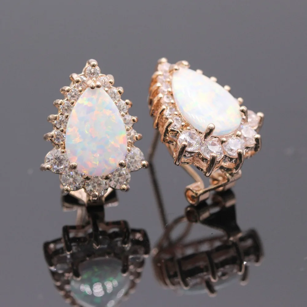 Elegance White Opal With Zircon Set Gold Jewelry Ladies Anniversary Gift Ring Earrings Necklace | Украшения и аксессуары